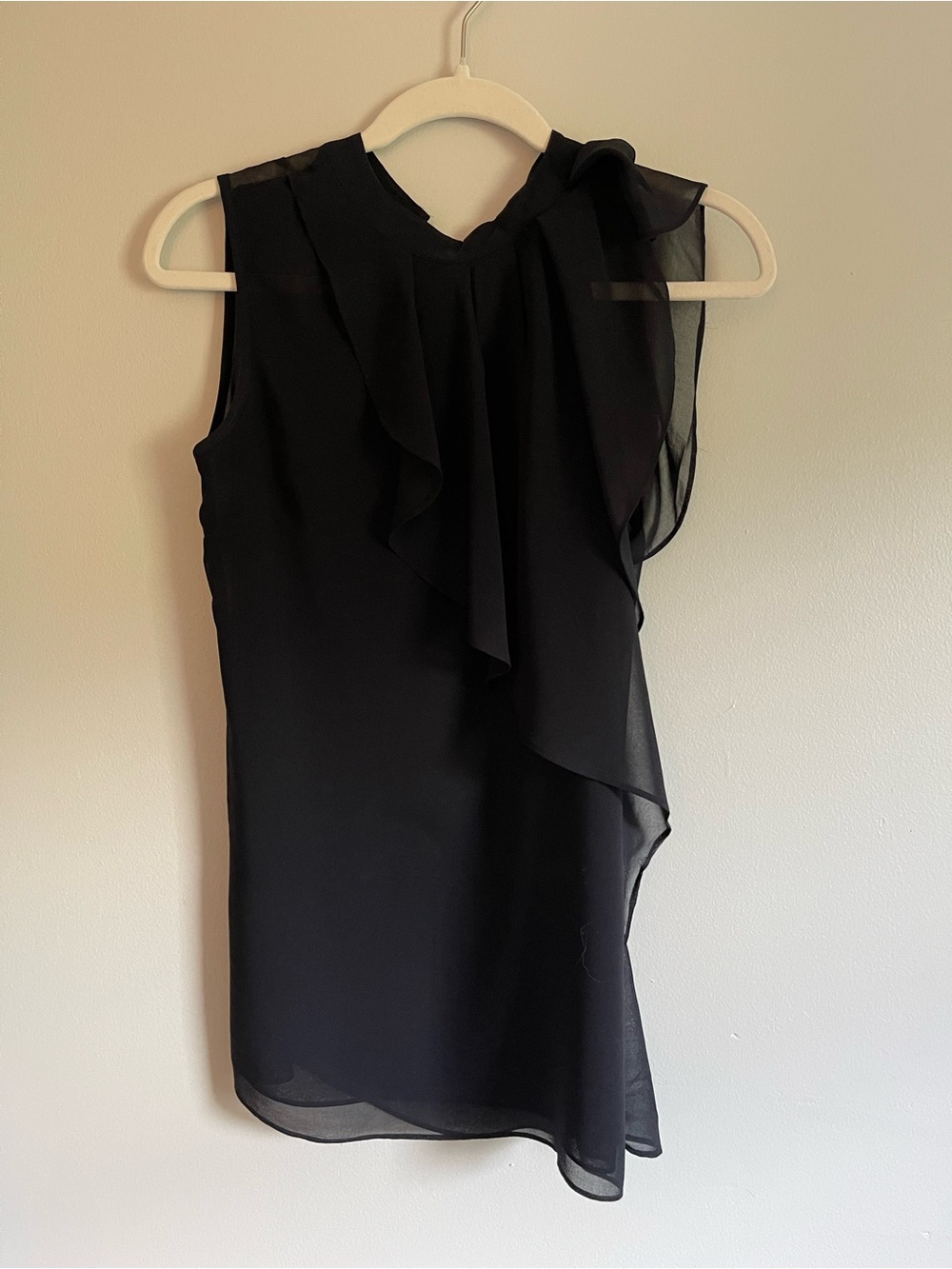 BCBGMaxAzria Dark Navy  Ruffle Sleeveless Top